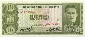 Bolivien / Bolivia P.154a 10 Pesos Bolivianos 1962 A (1) 