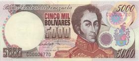 Venezuela P.078a 5000 Bolivares 1997 (1) low numbers 