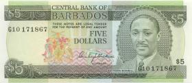 Barbados P.32 5 Dollars (1975) (2) 