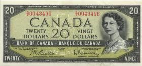 Canada P.080b 20 Dollars 1954 (1-) 