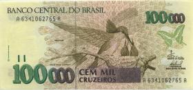 Brasilien / Brazil P.235d 100.000 Cruzeiros (1993) (1) 