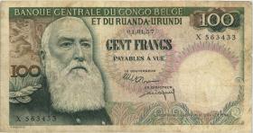 Belgisch-Kongo / Belgian Congo P.33b 100 Francs 1.1.1957 (3-) 