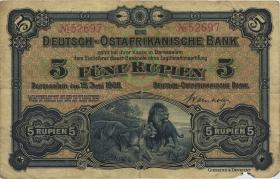 R.900: Deutsch-Ostafrika 5 Rupien 1905 No.52697 (3-) 