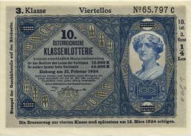Österreich Donaustaat / Austria P.S154 100 Kronen (1923-37) (1) 10. Klasselotterie 3. Klasse 