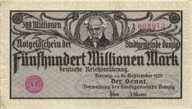 R.807a: Danzig 500 Millionen Mark 1923 (3+) 
