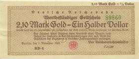 RVM-28b Reichsbahn Berlin 2,10 Mark Gold = 1/2 Dollar RB 7.11.1923 (1-) 