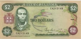 Jamaika / Jamaica P.069b 2 Dollars 1.2.1987 (1) 