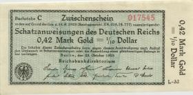 R.139a: 0,42 Mark Gold = 1/10 Dollar 1923 (1) 