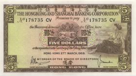 Hongkong P.181c 5 Dollars 1969 (1) 