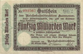 PS1257b Reichsbahn Hannover 50 Milliarden Mark 1923 (2) 