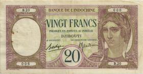 Djibouti P.07b 20 Francs (1926-38) (3) 