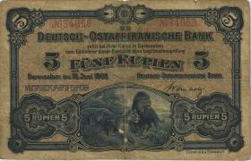 R.900: Deutsch-Ostafrika 5 Rupien 1905 No.34858 (3-) 