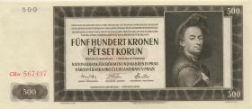 R.565d: Böhmen & Mähren 500 Kronen 1942 Specimen (1) CHa 