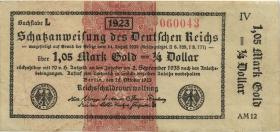 R.143d: 1,05 Mark Gold = 1/4 Dollar 1923 (3) 