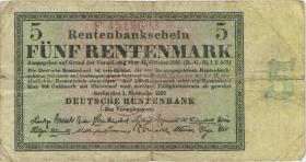 R.156b: 5 Rentenmark 1923 (4) F 7-stellig 
