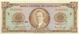 Costa Rica P.231 20 Colones 1968 (2) 