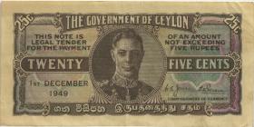 Ceylon P.44b 25 Cents 1.12.1949 (3) 