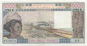 West-Afr.Staaten/West African States P.708Kk 5000 Francs 1986 (3) 