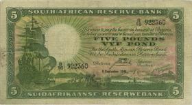 Südafrika / South Africa P.086b 5 Pounds 1940 (3-) 