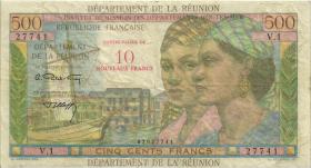 Reunion P.54b 10 Neue Francs auf 500 Francs (1971) (3) 