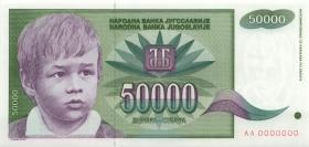 Jugoslawien / Yugoslavia P.117s 50.000 Dinara 1992 Specimen (1) 