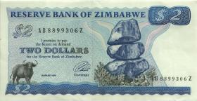 Zimbabwe P.001c 2 Dollars 1994 (2) 