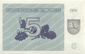 Litauen / Lithuania P.34a 5 (Talonas) 1991 (1) 