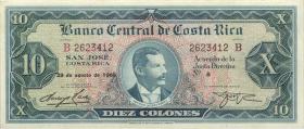 Costa Rica P.229 10 Colones 1966 (2) 