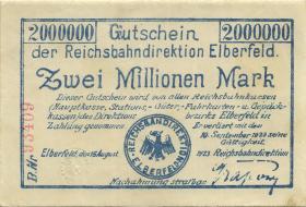 PS1189 Reichsbahn Elberfeld 2 Millionen Mark 1923 (2) 