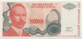 Bosnien & Herzegowina / Bosnia P.156s 5 Mio Dinara 1993 Specimen (1) 