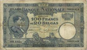 Belgien / Belgium P.102 100 Francs = 20 Belgas 13.7.1927 (4) 
