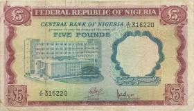 Nigeria P.13a 5 Pounds (1968) (3-) 