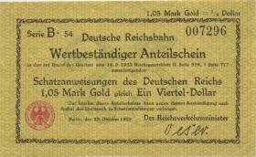 RVM-24 Reichsbahn Berlin 1,05 Mark Gold = 1/4 Dollar 23.10.1923 (1/1-) 