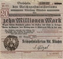 MG508.01c RPM München 10 Millionen Mark 1923 (3-) 