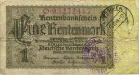 R.166f: 1 Rentenmark 1937 (3-) Gemeindestempel Luxemburg 