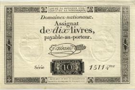Frankreich / France P.A066 Assignat 10 Livres 1793 (1/1-) 