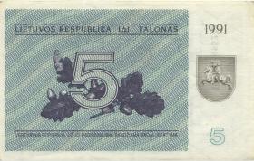 Litauen / Lithuania P.34b 5 (Talonas) 1991 (1-) 