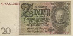 R.174a: 20 Reichsmark 1929 (1) E/Y 