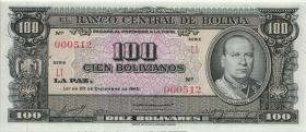 Bolivien / Bolivia P.147 100 Bolivianos L. 1945 low number (1) 