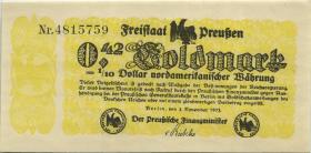 Preußen 0.42 Goldmark = 1/10 Dollar 1923 (1) 