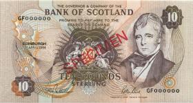 Schottland / Scotland P.117s 10 Pounds 1994 Specimen (1) 
