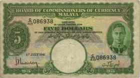 Malaya P.12 5 Dollars 1941 (1945) (3/4) 