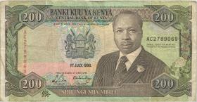 Kenia / Kenya P.29b 200 Shillingi 1990 (3-) 