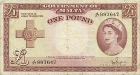 Malta P.24b 1 Pound 1949 (1954) (3) 