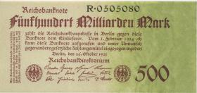 R.124a: 500 Milliarden Mark 1923 Reichsdruck (2+) 