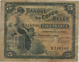 Belgisch-Kongo / Belgian Congo P.13Ac 5 Francs 1944 5. Emission (3-) 