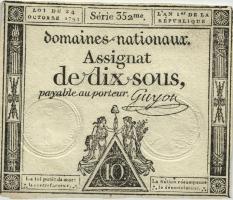 Frankreich / France P.A053 Assignat 10 Sols 1792 (3+) 