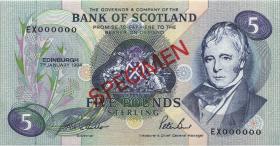 Schottland / Scotland P.116s 5 Pounds 7.1.1994 Specimen (1) 