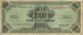 Italien / Italy P.M23a 1000 Lire 1943 A Militärgeld (3-) 