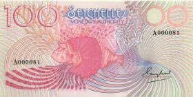 Seychellen / Seychelles P.26 100 Rupien (1979) A 000081 (1) very low number 